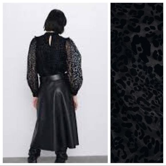 NWT. Zara Black Semi-sheer Blouse. Size XS, M. - Picture 3 of 8